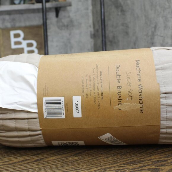 NWT iEnjoy Home Season 3-Piece Stripe Stitch Quilt Set Beige Brown Full / Queen - Picture 8 of 10